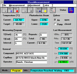"ViscoMeasurement" Ubbelohde viscometer control software (Ihmels, 1997)
